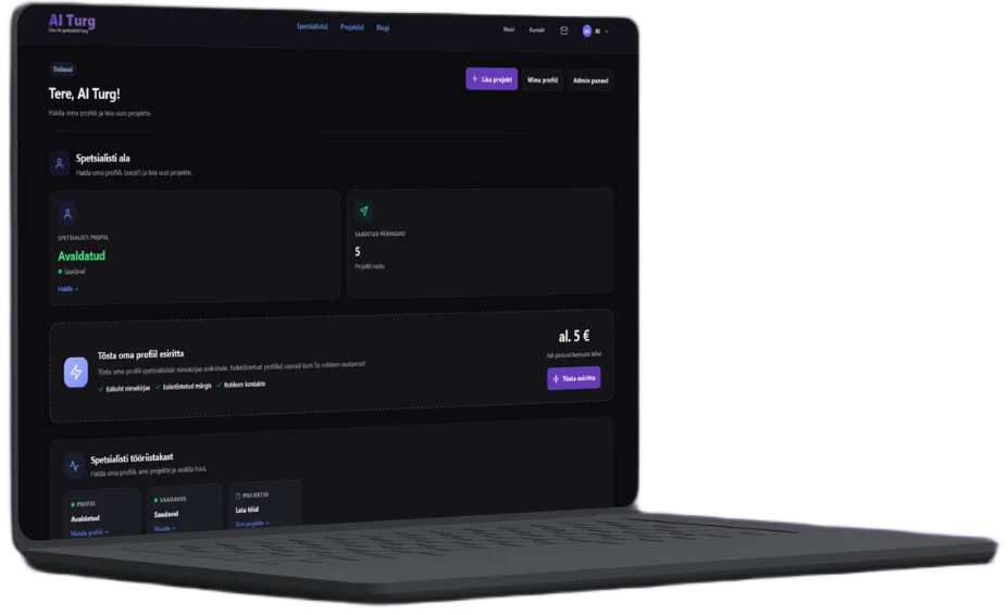 AI Turg desktop dashboard