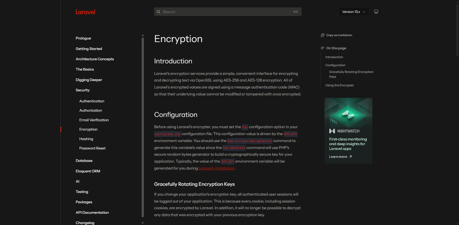 Laravel documentation: encryption