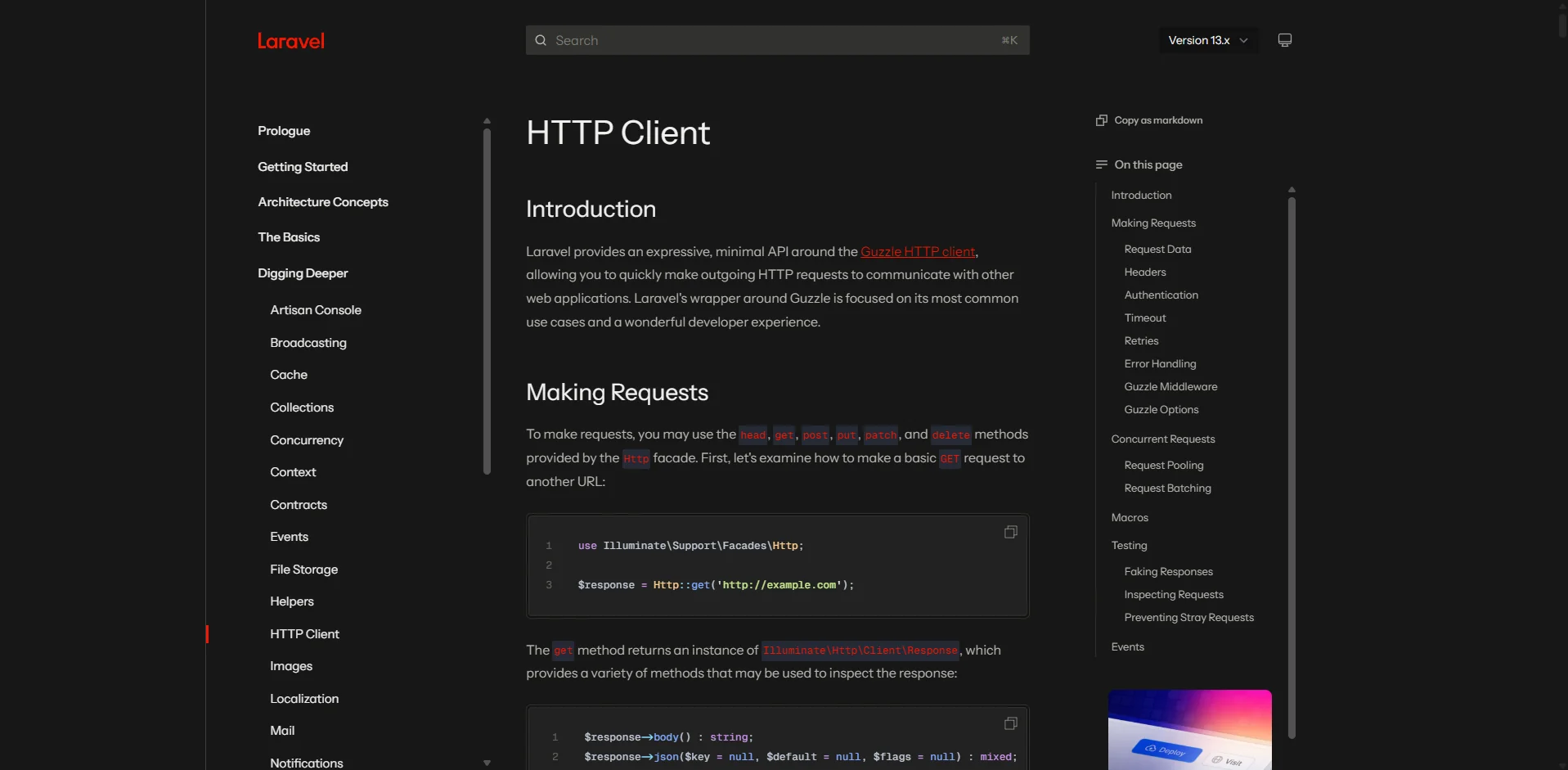 Laravel documentation: HTTP client