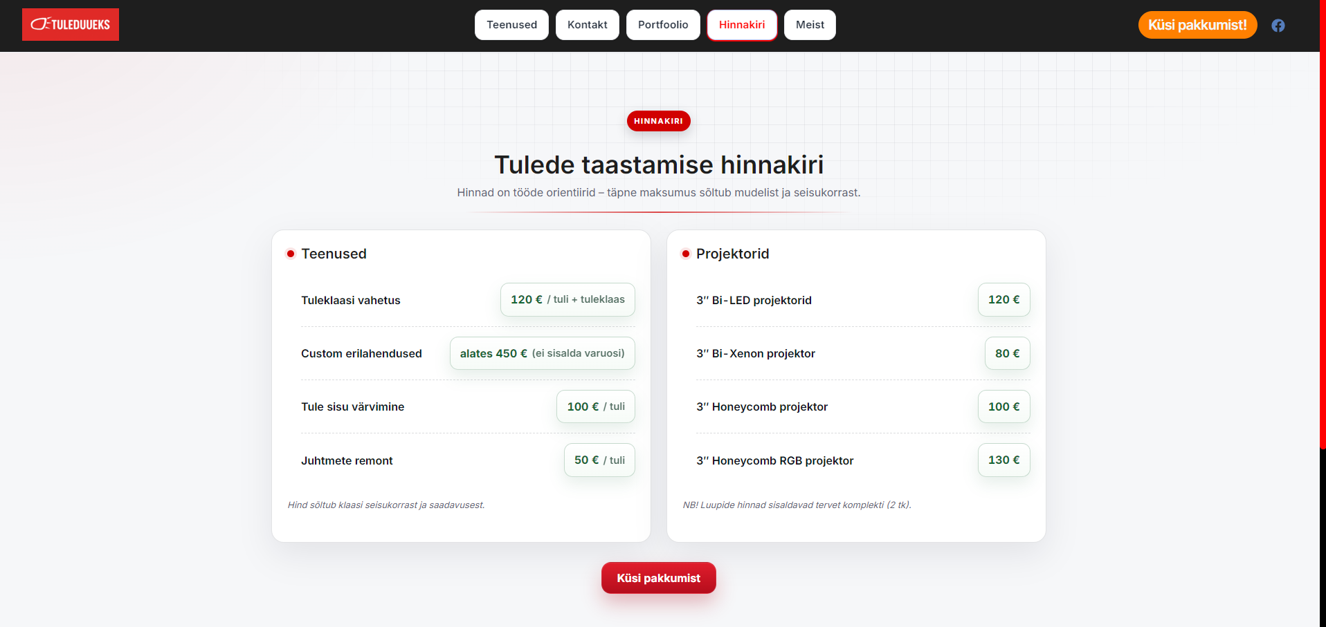 Tuleduueks – Hinnakiri
