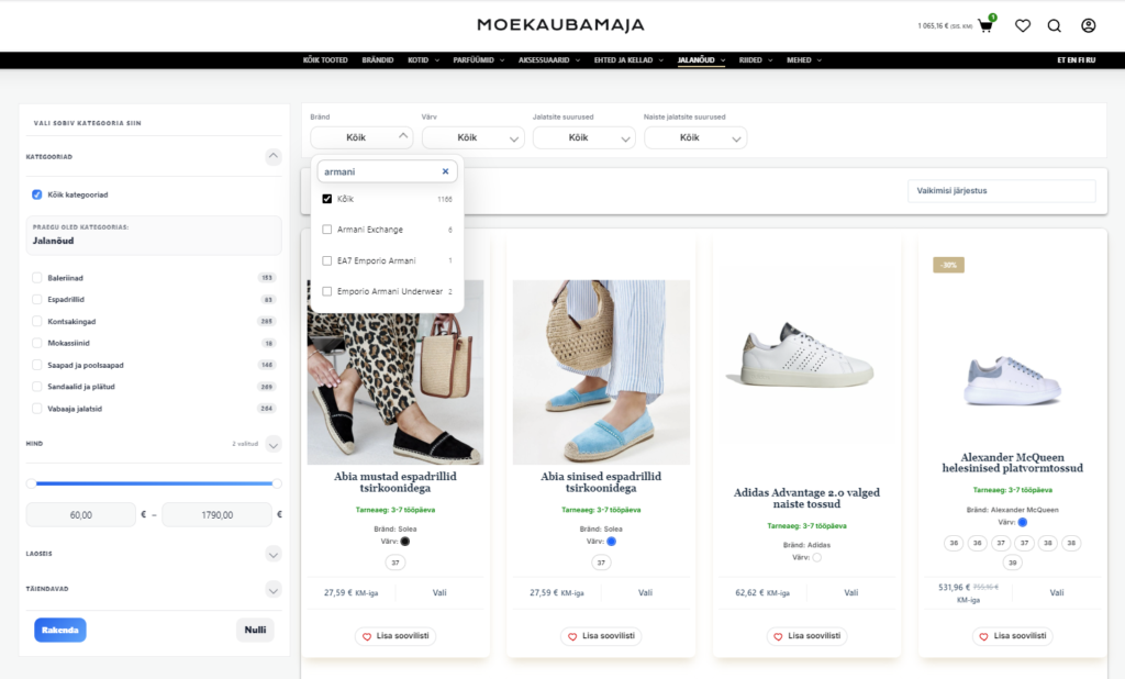 Moekaubamaja e-pood – Tooteleht