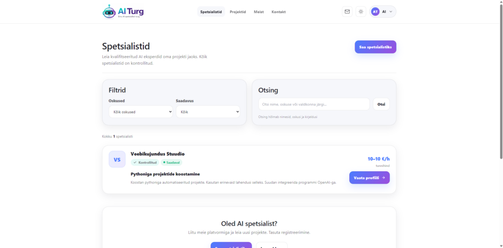 AI Turg – Spetsialistid